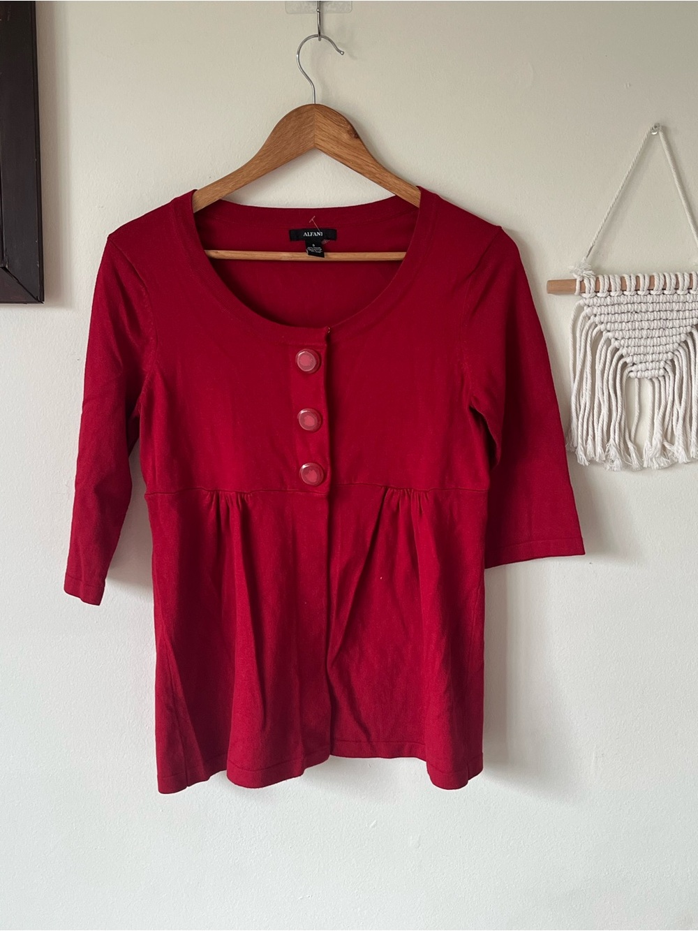 Alfani button up sweater in red- Small